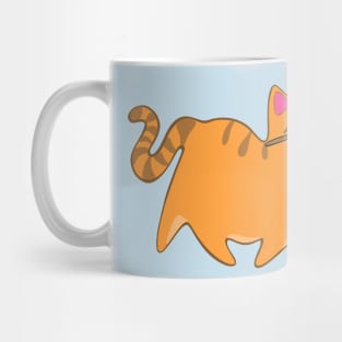 Pride Progress Flag Cat Rainbow LGBTQIA Chibi Orange Tabby Cat Mug